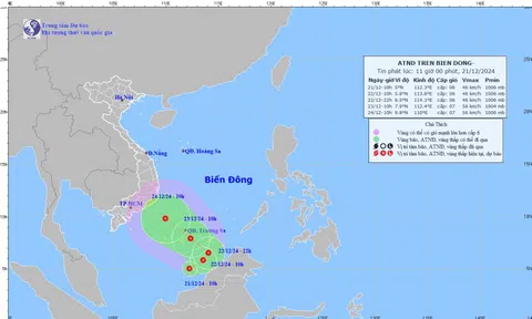 Áp thấp nhiệt đới xuất hiện trên Biển Đông, miền Trung mưa lớn